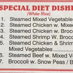 Impressive SPECIAL DIET options!