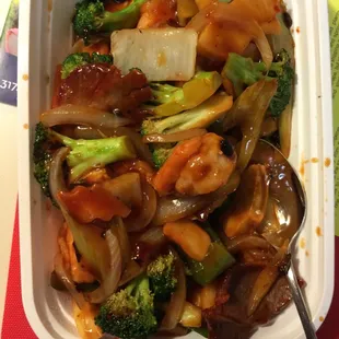 Hunan style pork and shrimp