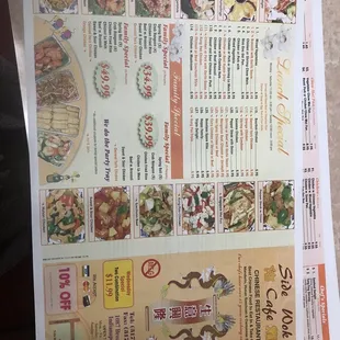 Menu front side