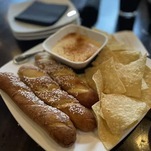 Beer Cheese with pretzels and tortilla chips