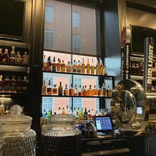 bottles of liquor on shelves