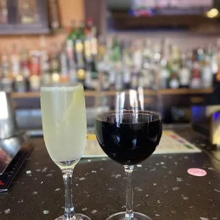 Gin drink and red wine