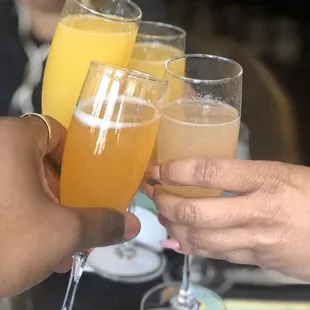 Strawberry Passion Mimosas, Mango Mimosa and Regular
