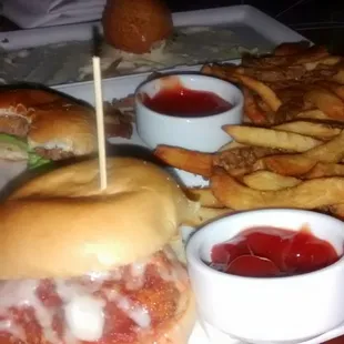 Georges jr slider, chix parm slider &amp; potato croquettes $6 each &amp; all really good.