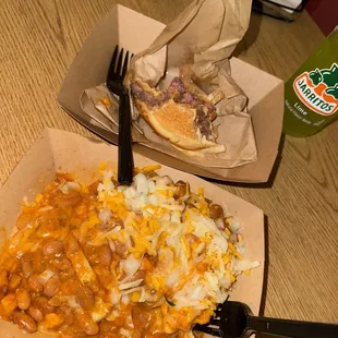 Cheese burger and chili cheese fries
