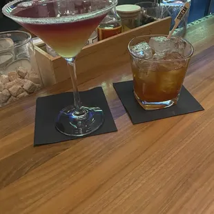 Side Car and Smokey Old Fashioned
