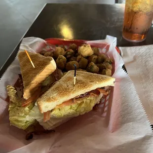club sandwich and okra