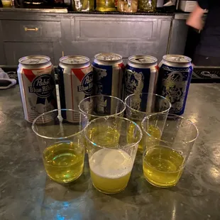 $6 PBR and Pickle Back shot!  Not our best idea!