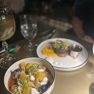 Hokkaido Smoked Diver Scallops and The Steak--A5 Wagyu Steak