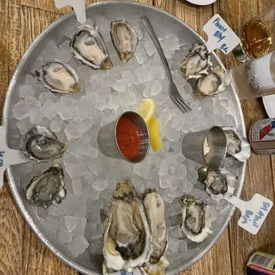 West coast oyster platter ($40)