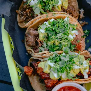 Three way tacos from The Shed Kitchen at Sidecar