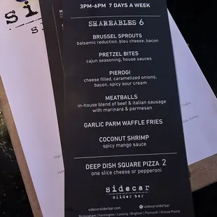 Happy Hour Menu