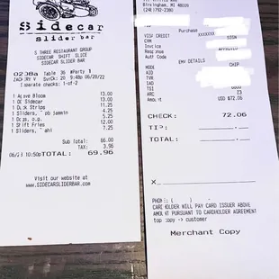 Receipt different than what was charged