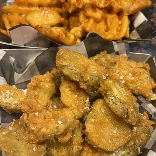 Waffle fries &amp; fried pickles