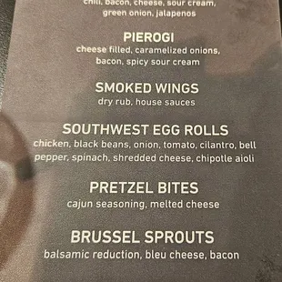 Happy hour shareable menu