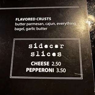Menu items : pizza slices.