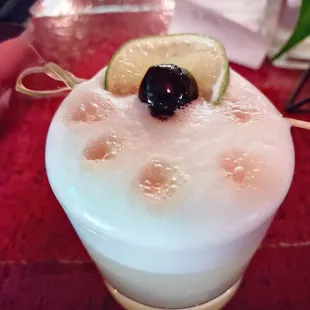 Lemon drink with foam!