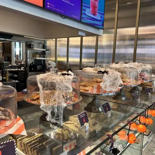 a variety of pastries on display
