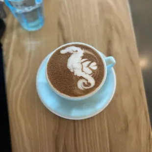 Oat milk mocha. Sea horse. They are so talented!