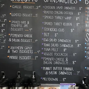 a menu on a blackboard