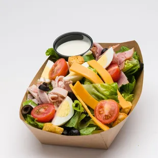 a salad with dressing
