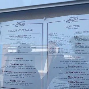a menu on a window
