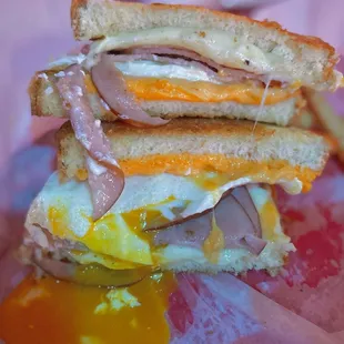 Requested a late night custom egg + cheese + ham sandwich not on menu, totally hit the spot!!