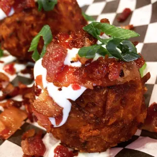 Cheesy bacon Latke Bomb.
