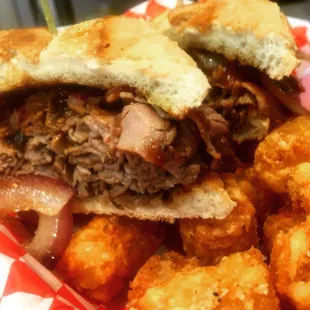 Tip n tots. Tritip and tater tots.