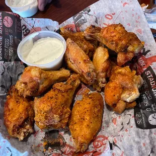 Six pepper and cajon dry rub wings