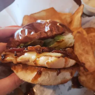 Inside chicken sandwich