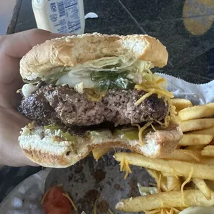 A "medium" cooked burger