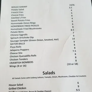 Current menu as of 9/20