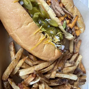 texas and Arizona hot dogs + fries