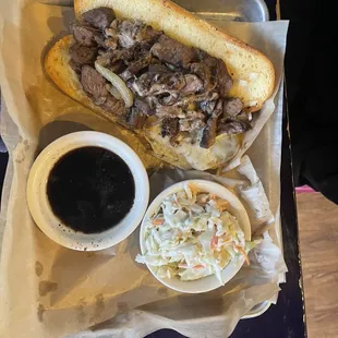 French dip with coleslaw.  Real beef... solid offering