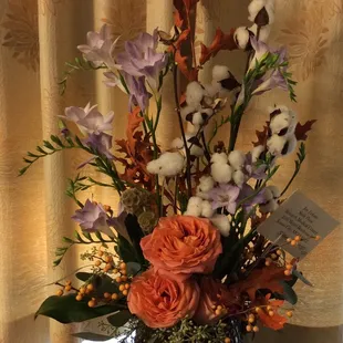 Fall arrangement for my friend in the hospital. Was able to trust them to put something beautiful together without seeing anything.