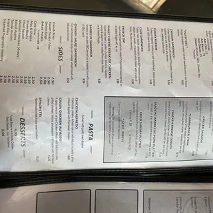 a menu in a black case