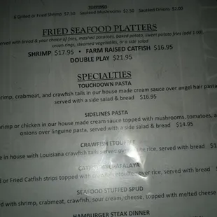 Steak, Seafood and Steak MENU