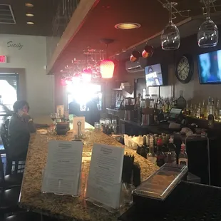 The bar at this quiet little Italian Restaurant. The owners have a number of different restaurants and they do each one well.