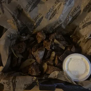 Asked for steak fries and got over cooked pieces of steak.....