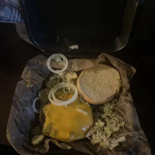 The burger with half of what I asked for