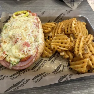 Sidelines Italian Sub with fries
