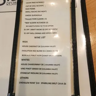 menu