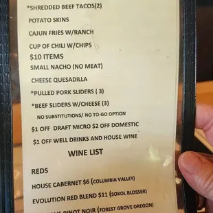 menu