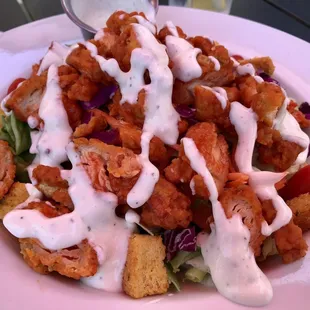 Buffalo crispy chicken salad with ranch
