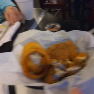 Chicken with onion rings