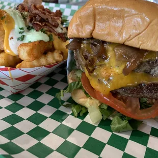 Sideshow Burger w Bacon Cheese Fries
