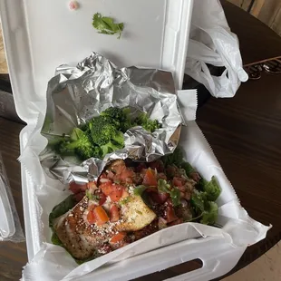 the inside of a takeout box