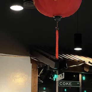 Street signs inside restaurant