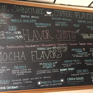 Coffee menu...lotza flavors!